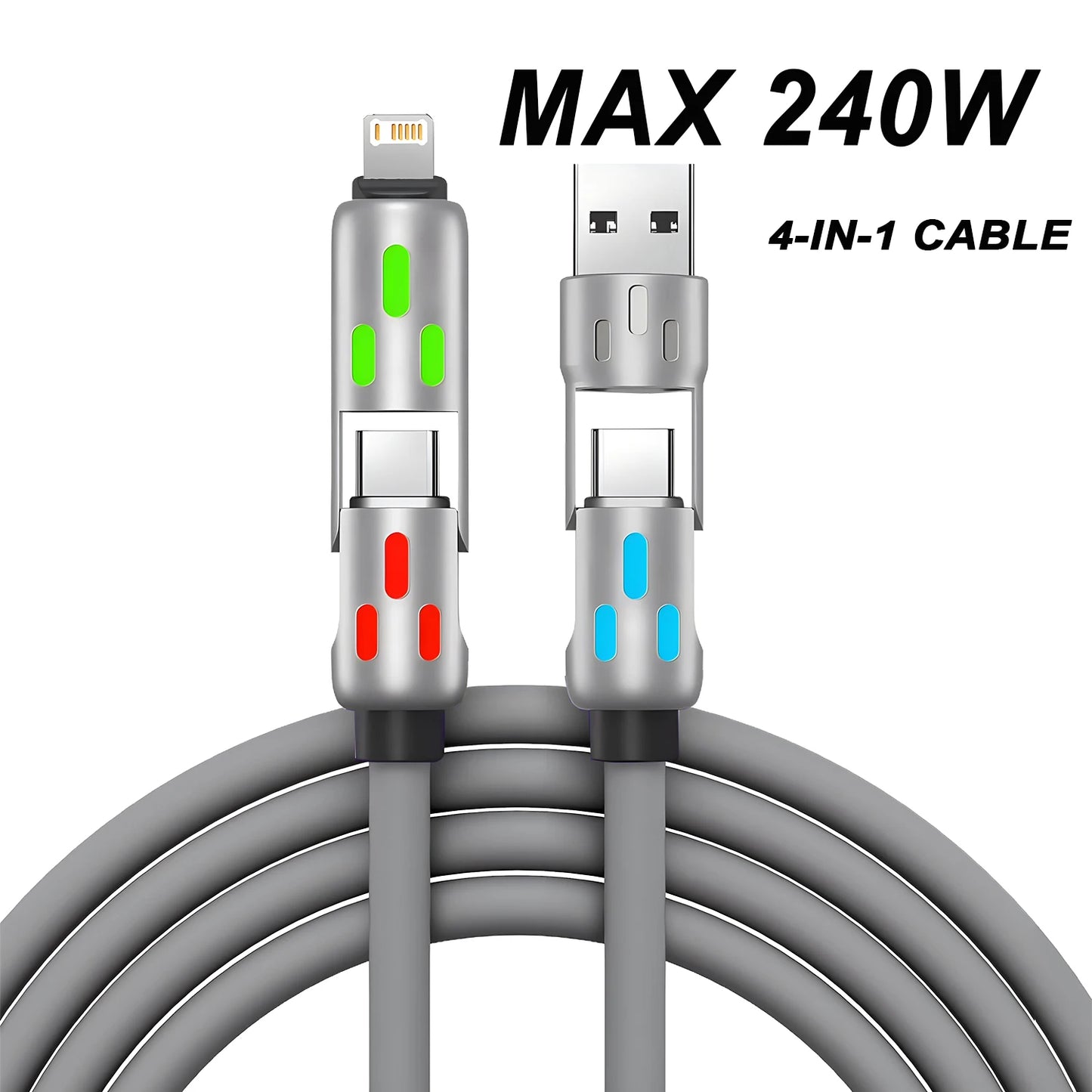 Câble USB-C 4 en 1 – Charge Rapide 240 W et Connectivité Universelle