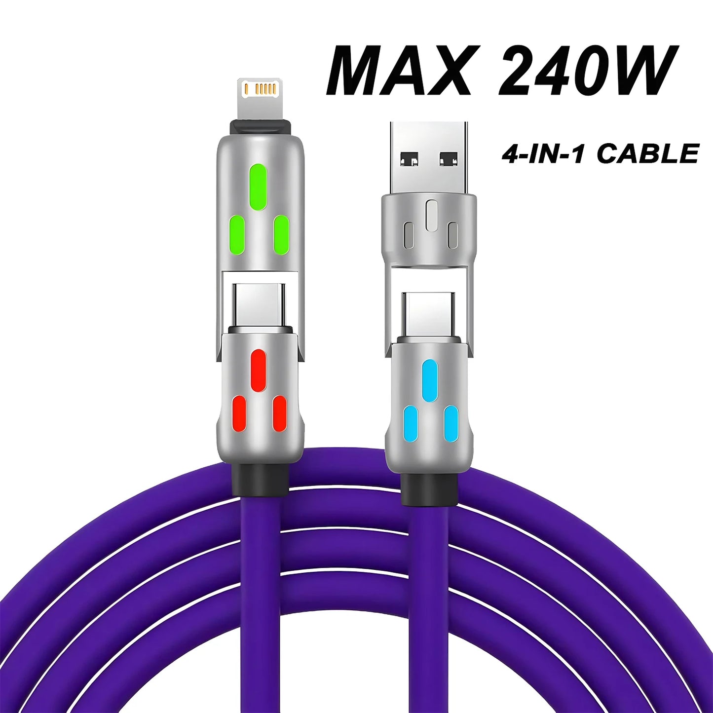 Câble USB-C 4 en 1 – Charge Rapide 240 W et Connectivité Universelle