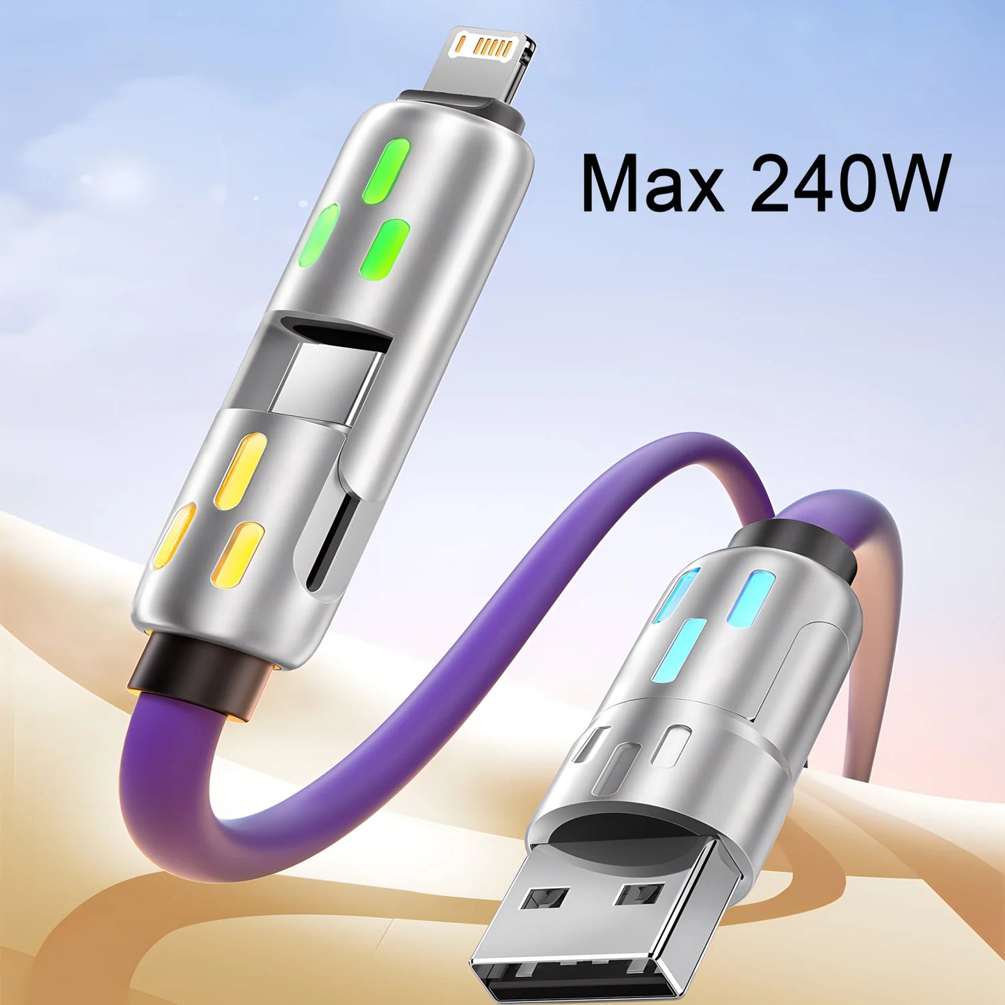 Câble USB-C 4 en 1 – Charge Rapide 240 W et Connectivité Universelle